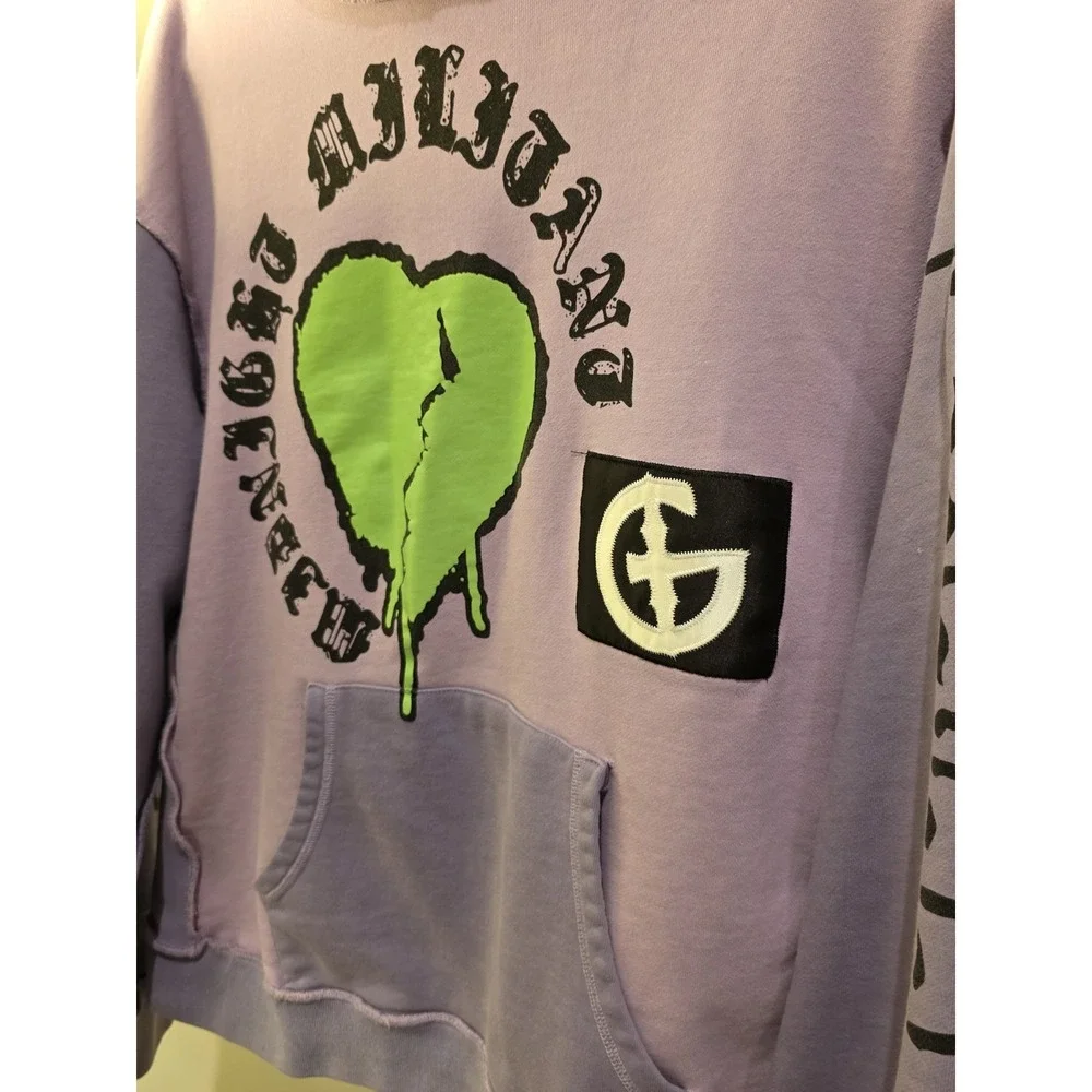 GALA‎ Hoodie Mens XL Purple Green Graphic Streetwear Y2K